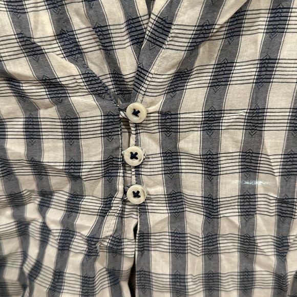 LUCKY BRAND ✨ 3/4 Sleeve Plaid Button Down Up Business Blue White Womans Small - Picture 7 of 7
